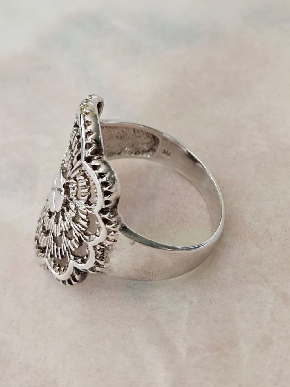 Silver Floral Filigree Statement Ring